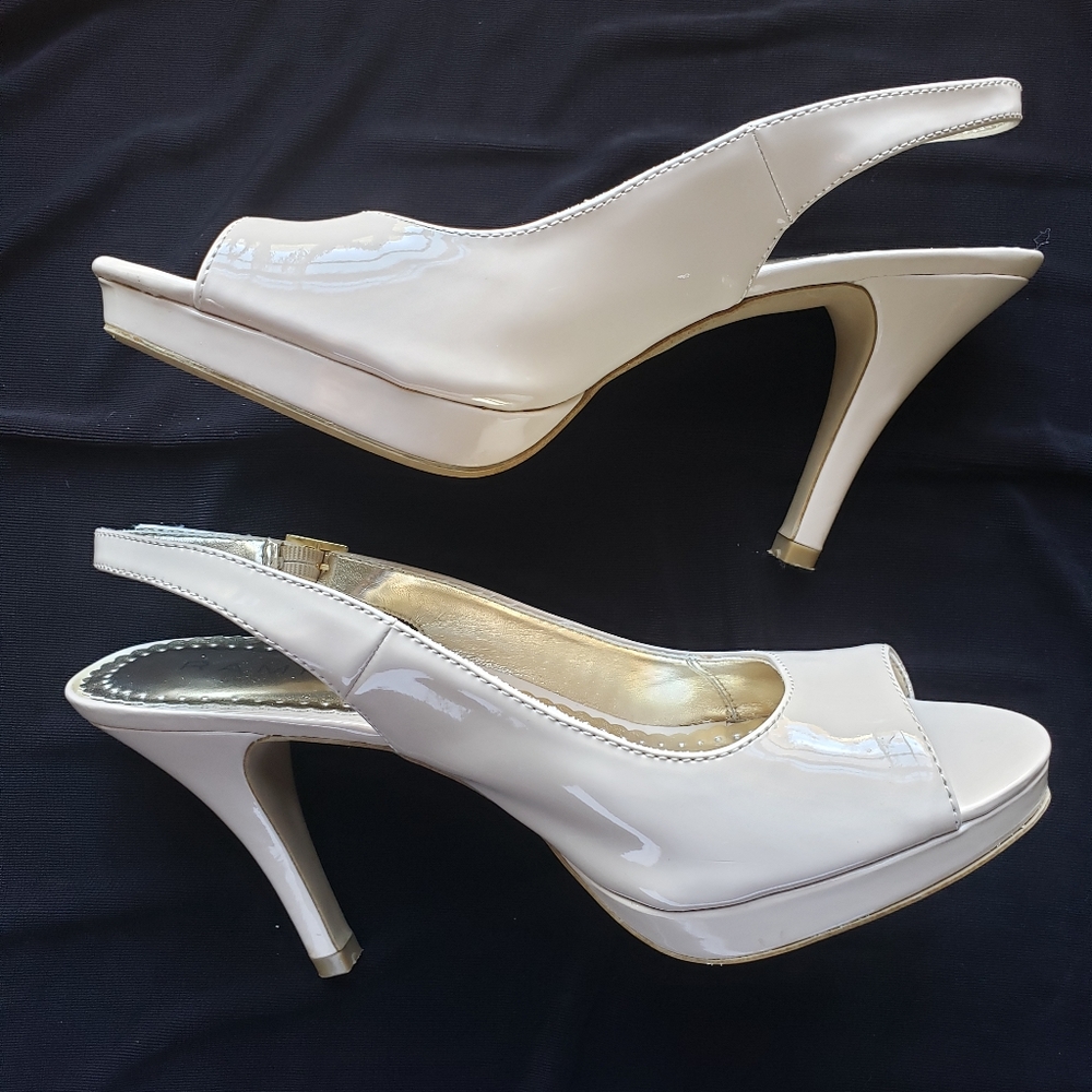 Rampage "Flanders" peep toe pumps, size 8, patent leather